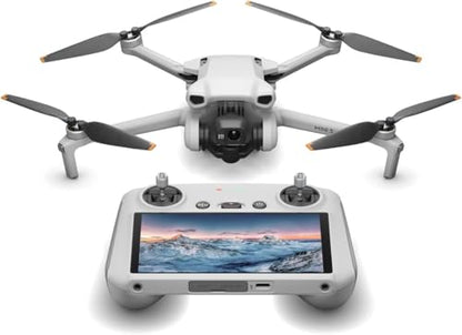 DJI Mini 3 Drone with DJI RC Screen remote Kit Camera Drone Bundle, with 128 GB SD, 3.0 USB Card Reader, Landing Pad, Backpack, Strobe lights and More