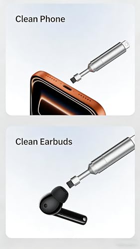 2PCs 3-in-1 Cleaning Brush Mobile Phone Card pin Keychain sim Battery Compartment Multi-Function Cleaning Brush handset Cleaning (Black+Silver) - color: Black+silver