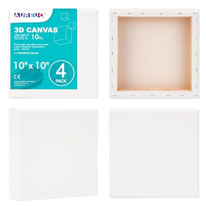 AUREUO 10x10 Inch Gallery Wrapped Canvas 1.5 Inch Depth 4 Pack - size: 10"x10" Gallery