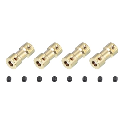 PATIKIL Shaft Coupling Joint 2mm to 4mm, 4 Pcs Brass Motor Shaft Coupler Extension Connector Rigid Sleeve Adapter Transmission Joint with M3 Screws for RC Car Airplane Tires Motor Robot - size: 2mm-4mm