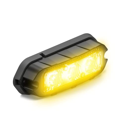 Feniex T3 Surface Mount | Amber | Compact, 14 Flash Patterns | 3 LEDs, Super Bright 3 Watt LEDs, SAE Class 1 | Emergency Warning Lights - color: Amber