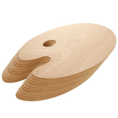 25 Pack Wood Painting Palette, Oil Wooden Paint Palette, Oval-Shaped Artist Painting Palette with Thumb Hole, Art Pallet for Painting (8 x 12 Inches)