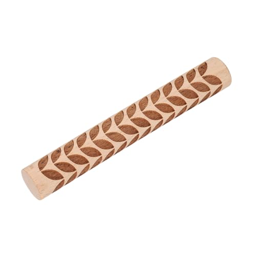 HARFINGTON Wood Clay Roller 4" Leaf Pattern Rolling Pins Wood Rollers Pottery Tools Wood Grain Texture Rollers for Clay Baking Dough Playdough DIY - style: Leaf
