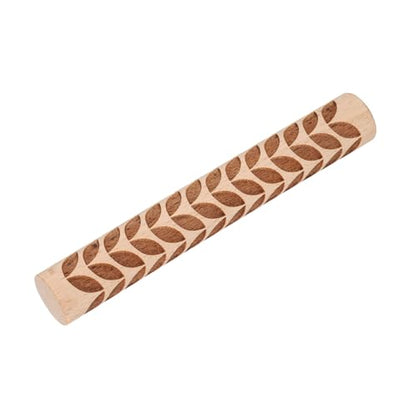 HARFINGTON Wood Clay Roller 4" Leaf Pattern Rolling Pins Wood Rollers Pottery Tools Wood Grain Texture Rollers for Clay Baking Dough Playdough DIY - style: Leaf