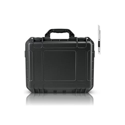 NineLeaf Waterproof Hard Case with DIY Customizable Foam Insert, Portable Protective Storage Case with Knife for Camera, Drones Carry Case, 14.3 × 11.4 × 4.5 in, Black,1PK