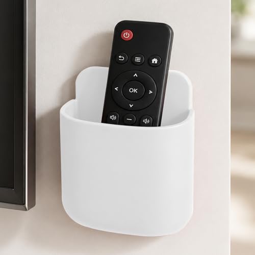 Remote Holder Wall Mount, Bedside TV Remote Storage Box Organizer for Air Conditioner Controller Phone Pen Accessories Home Office - color: White