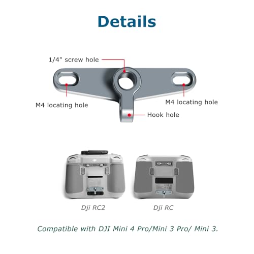 Bike Mount Tripod Adapter for DJI RC/RC2 Remote Control, Neck Strap Holder with 1/4" Screw Hole for DJI Mini 4/Mini 3 Pro