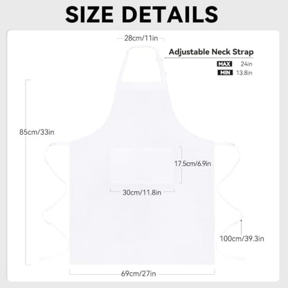White Apron for Women and Men, Adjustable Chef Cooking Aprons - color: White 2