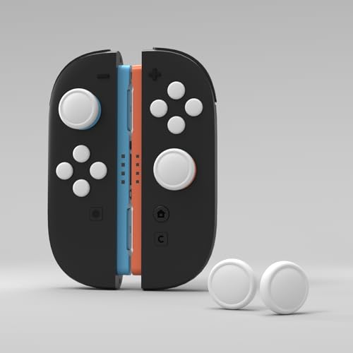 PlayVital Button Caps + Thumb Grip Set for Nintendo Switch 2, 2 Silicone Colorful ABXY Directional Button Covers & 2 Joystick Caps for Joycon - White - color: White