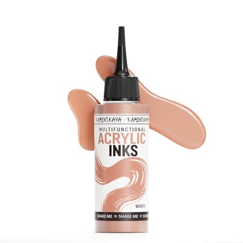Kamenskaya Acrylic Inks for Artists - 'Peach' Acrylic Ink, 3.38 Fl Oz (100 ml) - color: Peach