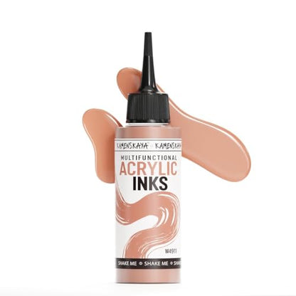 Kamenskaya Acrylic Inks for Artists - 'Peach' Acrylic Ink, 3.38 Fl Oz (100 ml) - color: Peach