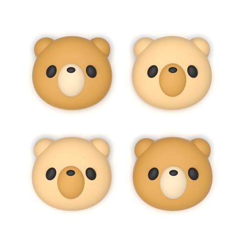 PlayVital Thumb Grips for Nintendo Switch 2 | Kawaii Silicone Joystick Caps (4-Pack) - Cute Accessories Animal Design Thumbstick Covers for Joycon 2 - Cozy Bear - color: Cozy Bear