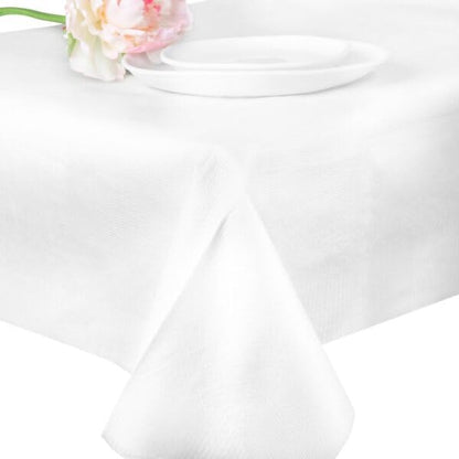 PARTY BARGAINS 5 Disposable Table Covers - 54" X 108", 3 Ply Paper & Plastic White Table Cover