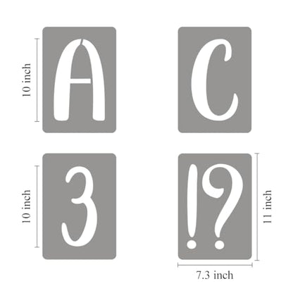10 Inch Letter Stencils for Painting - 42 Pack Alphabet Letter Number Templates with Signs, Reusable Plastic Alphabet Stencils for Chalkboard Fabric Rock Wood Crafts Painting - size: 10 Inch