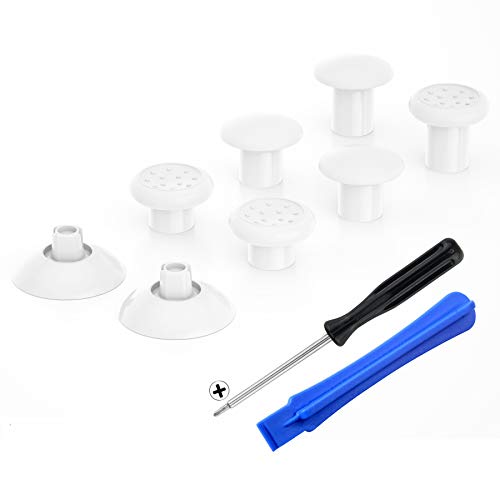 eXtremeRate ThumbsGear Interchangeable Ergonomic Thumbstick for PS5 Controller, for PS4 All Model Controller - 3 Height Domed and Concave Grips Adjustable Joystick - White - color: White