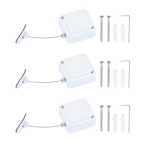 PATIKIL Retractable Remote Control Cable Tether (3.3ft /1M, White)(3 Set) Remote Control Security Lanyard Lock Adjustable Locking Leash with Plastic Cap and Screws, Suit for - TVs/Tablets - color: White, size: 3.3 ft