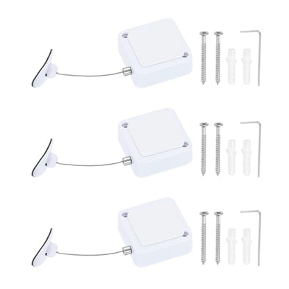 PATIKIL Retractable Remote Control Cable Tether (3.3ft /1M, White)(3 Set) Remote Control Security Lanyard Lock Adjustable Locking Leash with Plastic Cap and Screws, Suit for - TVs/Tablets - color: White, size: 3.3 ft