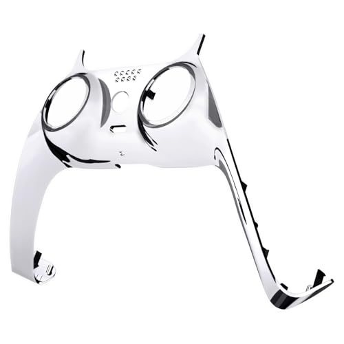 eXtremeRate Chrome Silver Glossy Decorative Trim Shell Compatible with p s 5 Controller, DIY Replacement Clip Shell, Custom Plates Cover Compatible with p s 5 Controller with Accent Rings
