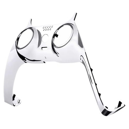 eXtremeRate Chrome Silver Glossy Decorative Trim Shell Compatible with p s 5 Controller, DIY Replacement Clip Shell, Custom Plates Cover Compatible with p s 5 Controller with Accent Rings