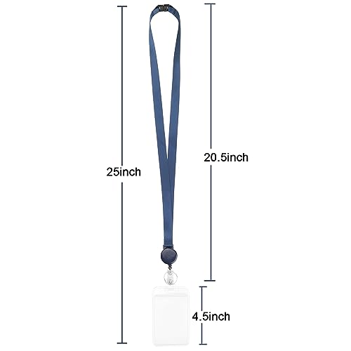 2Pack Retractable Badge Reel with Lanyards and Vertical ID Badge Holders - color: Navy Blue - 2 Pack