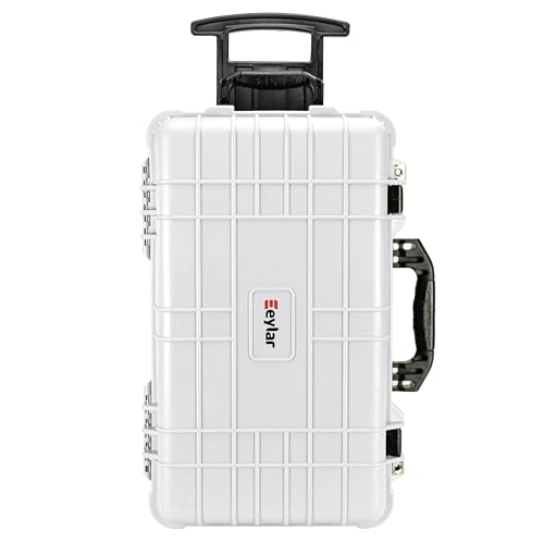 Eylar 22" Carry-On Travel Roller Gear, Camera, Drones, Tools, Equipment Hard Case Waterproof with Foam (White) - color: White