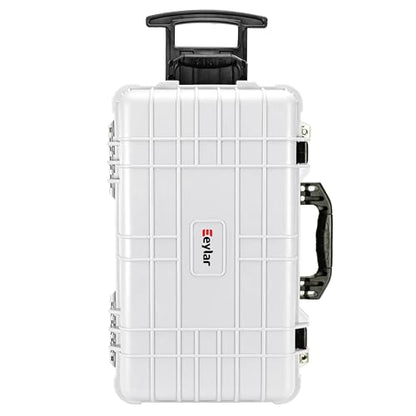 Eylar 22" Carry-On Travel Roller Gear, Camera, Drones, Tools, Equipment Hard Case Waterproof with Foam (White) - color: White