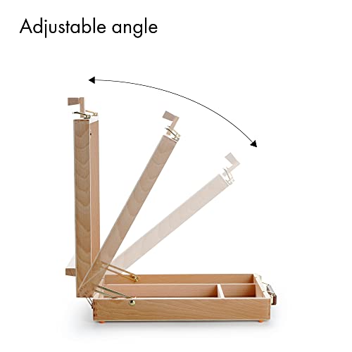 ARTIFY Adjustable Beechwood Tabletop Painting Easel, Wooden Sketch Box Easel, Desktop Artist Easel for Drawing (Easel Box) - style: Tabletop Easel