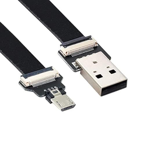 USB 2.0 Type-A Male to Micro USB 5Pin Male Data Flat Slim FPC Cable for FPV & Disk & Phone 50CM - size: 0.5M