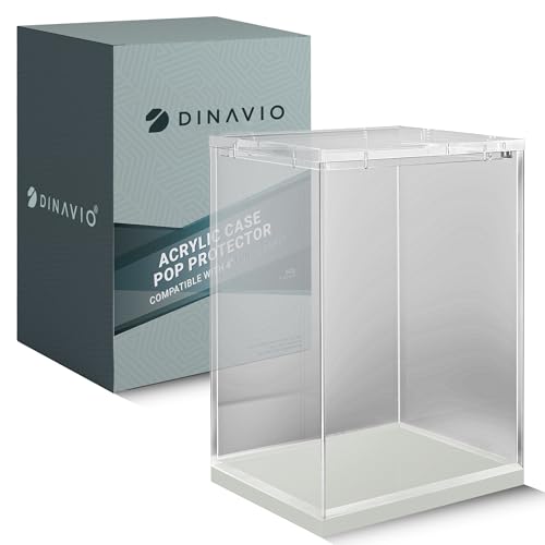 Dinavio Crafthouse Funko Pop Protector - Acrylic Display Case - Sturdy Stackable Design - 4mm Case for 4" Vinyl Figures - White Base - color: White Base