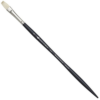 Winsor & Newton Artists' Oil Hog Paint Brush, Long Handle Size 6, Flat - size: #6, style: Flat