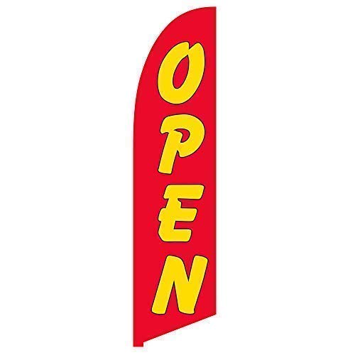 Vispronet Open Feather Flag Banner – 2.6ft x 11.2ft Red and Yellow Swooper Flag Only – Tear-Resistant Knitted Polyester – Double-Sided Visibility – Printed in the USA - color: Red, size: Flag Only