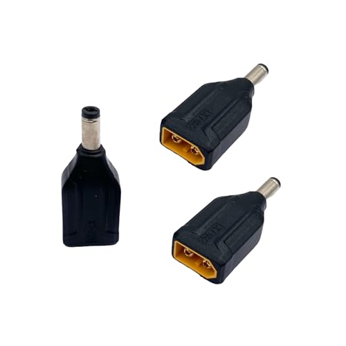 3 Pcs XT60 Male to 5.5mm X 2.1mm Male Adapters,No Welding XT60 Male to DC Male Adapters for FPV Video Goggles, Drones, Solar Cells and Vehicles