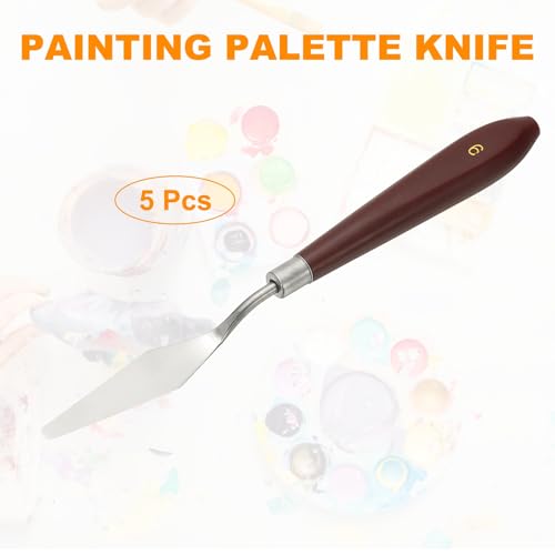 HARFINGTON 5pcs Palette Knife Painting Tool 2.56"x0.63" Red/Silver