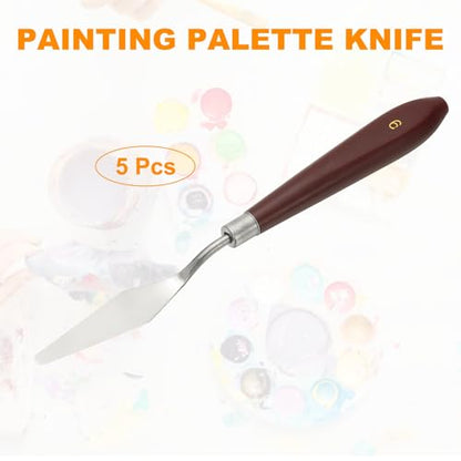 HARFINGTON 5pcs Palette Knife Painting Tool 2.56"x0.63" Red/Silver