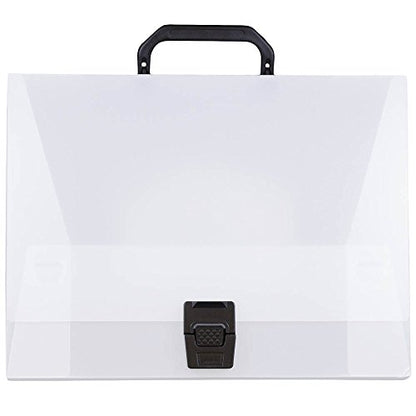 JAM PAPER Plastic Portfolio Briefcase with Handles - Wide - 12 3/4 x 9 1/2 x 3 - Clear - Sold Individually