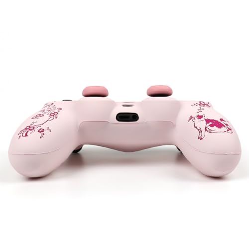 Cat Among Blossoming Branches Design Controller Skin Cover with 2 Thumb Grips Compatible with PS4/Playstation 4 Slim/Pro Controller - color: Cat Pink