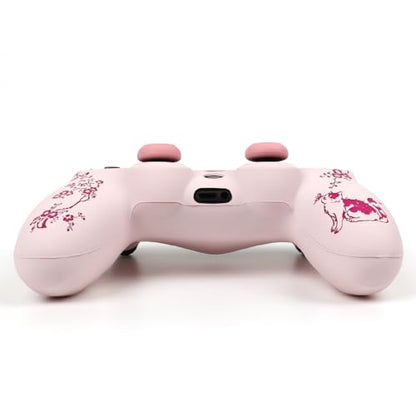 Cat Among Blossoming Branches Design Controller Skin Cover with 2 Thumb Grips Compatible with PS4/Playstation 4 Slim/Pro Controller - color: Cat Pink
