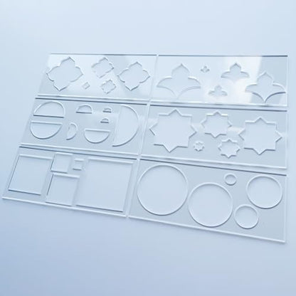 Mandala Art Stencils Set, 6 Clear Acrylic Shapes with 5 Sizes Each, Drawing Templates for Dot Art, Circles, Squares