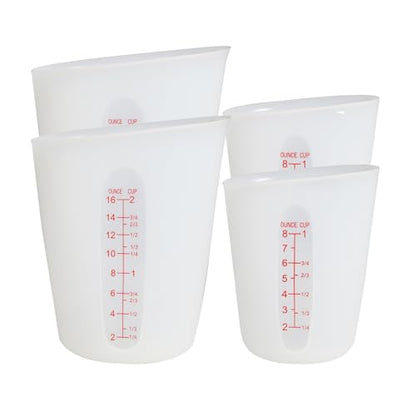 Food-Grade Silicone Measuring Cups Flexible for Chocolate Melting ML/OZ/Cup - color: 4 PCS