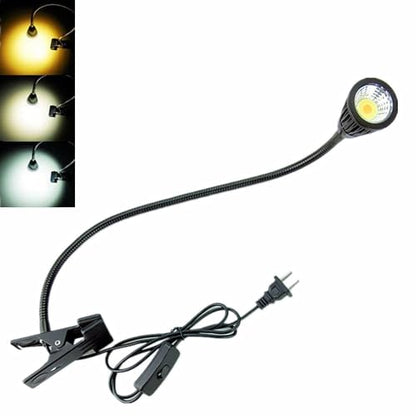 QUANS 5W 3 Colors LED Clip on Tube Flexible Work Desk Table Bed Light Black - color: Black