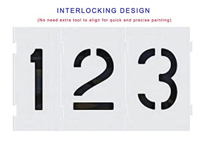 Deezio Reusable Large Numbers Interlocking Stencil Kit, 0123456789 on 10 Separate Sheets (10 inch) - size: 10 inch