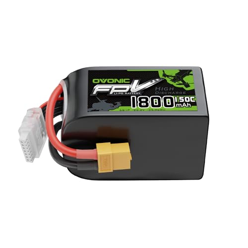 OVONIC 22.2V 150C 1800mAh 6S LiPo Battery, Single Battery Pack, XT60 Connector (1 Battery Pack)
