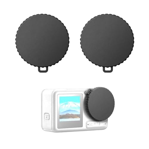 2 Packs Silicone Lens Protective Cover Soft Lens Cover Accessories, Compatible with DJI Action 5Pro/4/3, Washable Anti Loss with Lanyard Hole (Black)