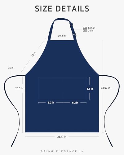 Syntus Chef Apron for Men Women with Pockets, Thick Grilling BBQ Apron - color: Nautical Blue