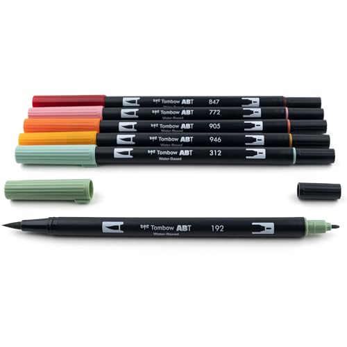 Tombow 56229 Dual Brush Pen Art Markers Pumpkin Spice 6-Pack