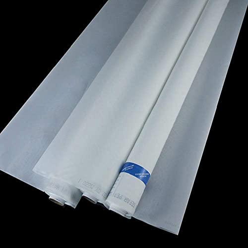 Screen Printing White Mesh 110 Mesh 43T 50inch(1.27m) Width 3Y(2.7m/8.8ft) Length for Cloth T-Shirt Screen Printing Machine Fabirc Monofilament Polyester