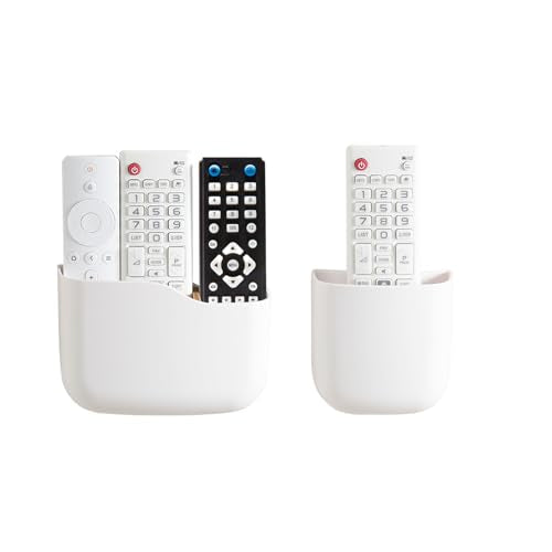 Remote Holder Wall Mount TV FAN Remote Control Holder Bedside Caddy Wall Organizer Phone Holder for Office Adhesive Media Player Controller Holder Box Tray Home Desk Nightstand White 1Big 1Small - color: 1BIG1SAMLL WHITE