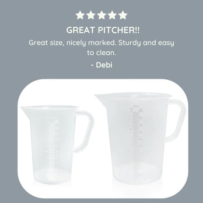 Plastic Graduated Measuring and Mixing Pitcher - 2000ml Plastic Graduated Measuring Pitcher - Large Cylinder Graduated Measuring Container with Handle and Pour Spout - 2 Liter - size: 2 Liter