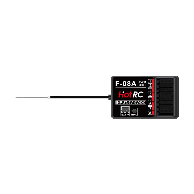 HOTRC CT-8A RC Transmitter and Receiver 8 Channel 2.4ghz Hand Controlled RC Car Boat Tanks Remote Controller Long Distance (Plastic+1RX)