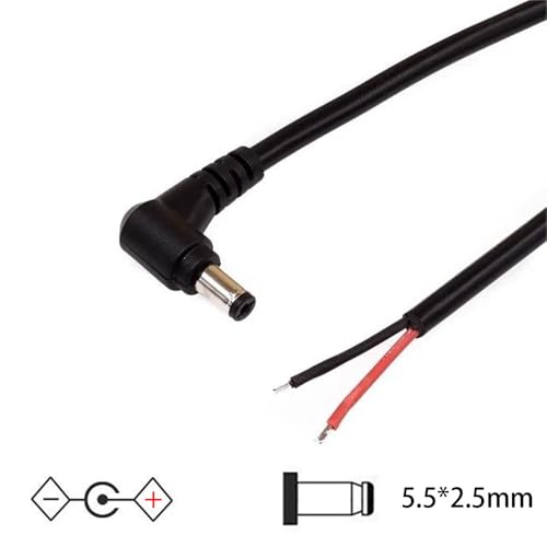 2Pcs 3FT 16AWG DC5.5mm x 2.5mm Right Angle Male Power Pigtails Cable - style: DC5525 Male Right Angle